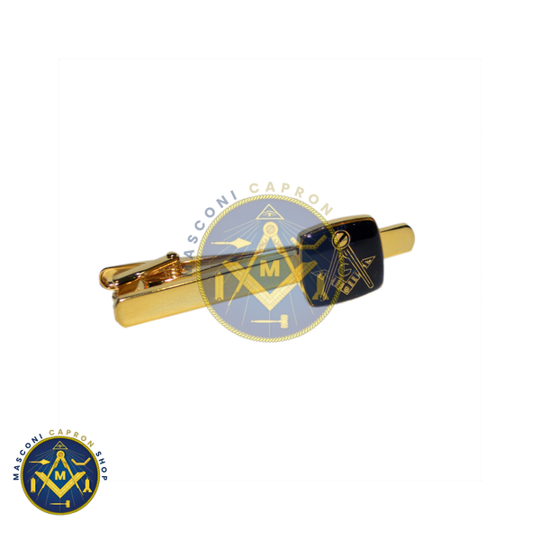 Masonic Black & Gold Plated Tie Clip with G