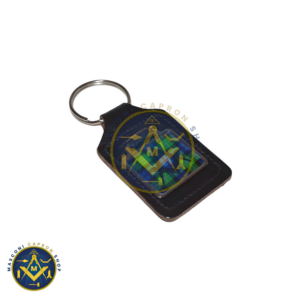Leather Keyring Scottish Mac Kenzie Tartan Masonic With G/Without G design