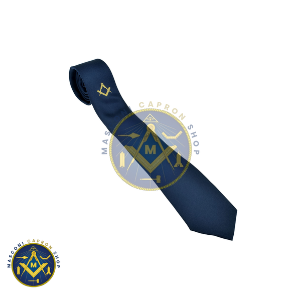 Blue Tie with Gold Masonic Design (no G)