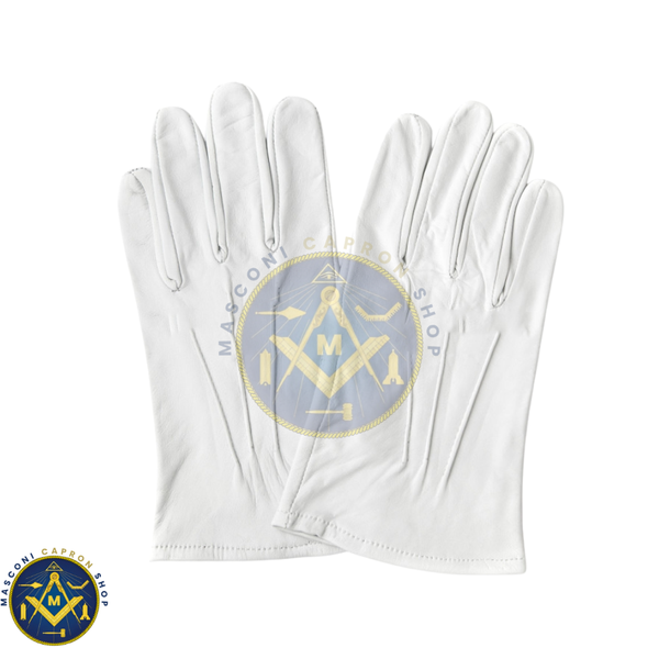 Masonic White Leather Gloves