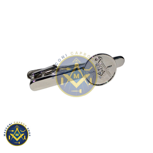 Masonic Silver Coin Style Tie Clip with G