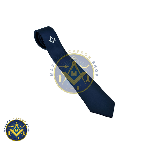 Blue Tie with Silver Masonic Design (With/Without G)