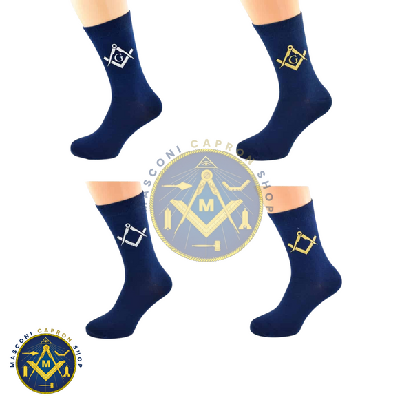 Navy Blue Socks with Masonic Design