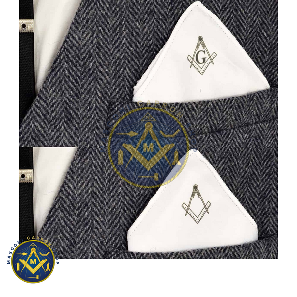 Masonic Compass & Square Pocket Square – with or without G