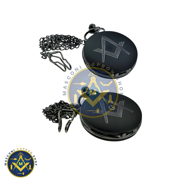 Matt Black Masonic Engraved Pocket Watch (engravable)