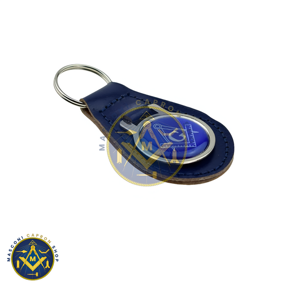 Blue Masonic Compass & Square Keyring with G